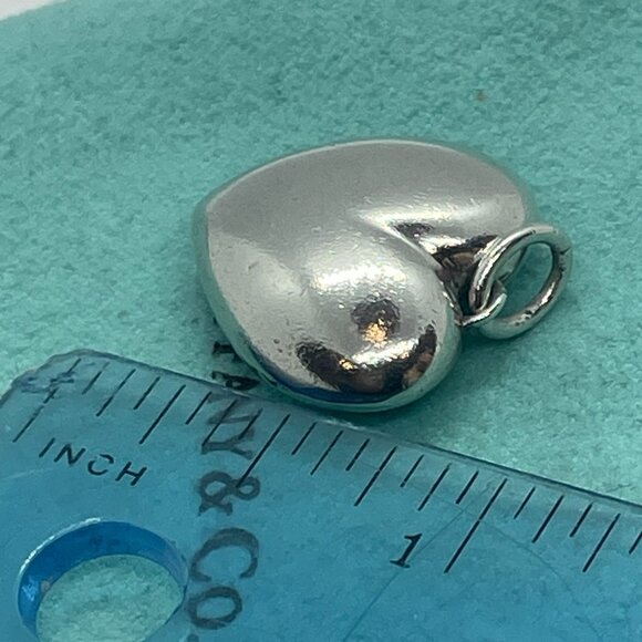 RARE Tiffany & Co. Blue Sapphire Etoile Heart Charm Pendant Sterling Silver - Picture 13 of 15